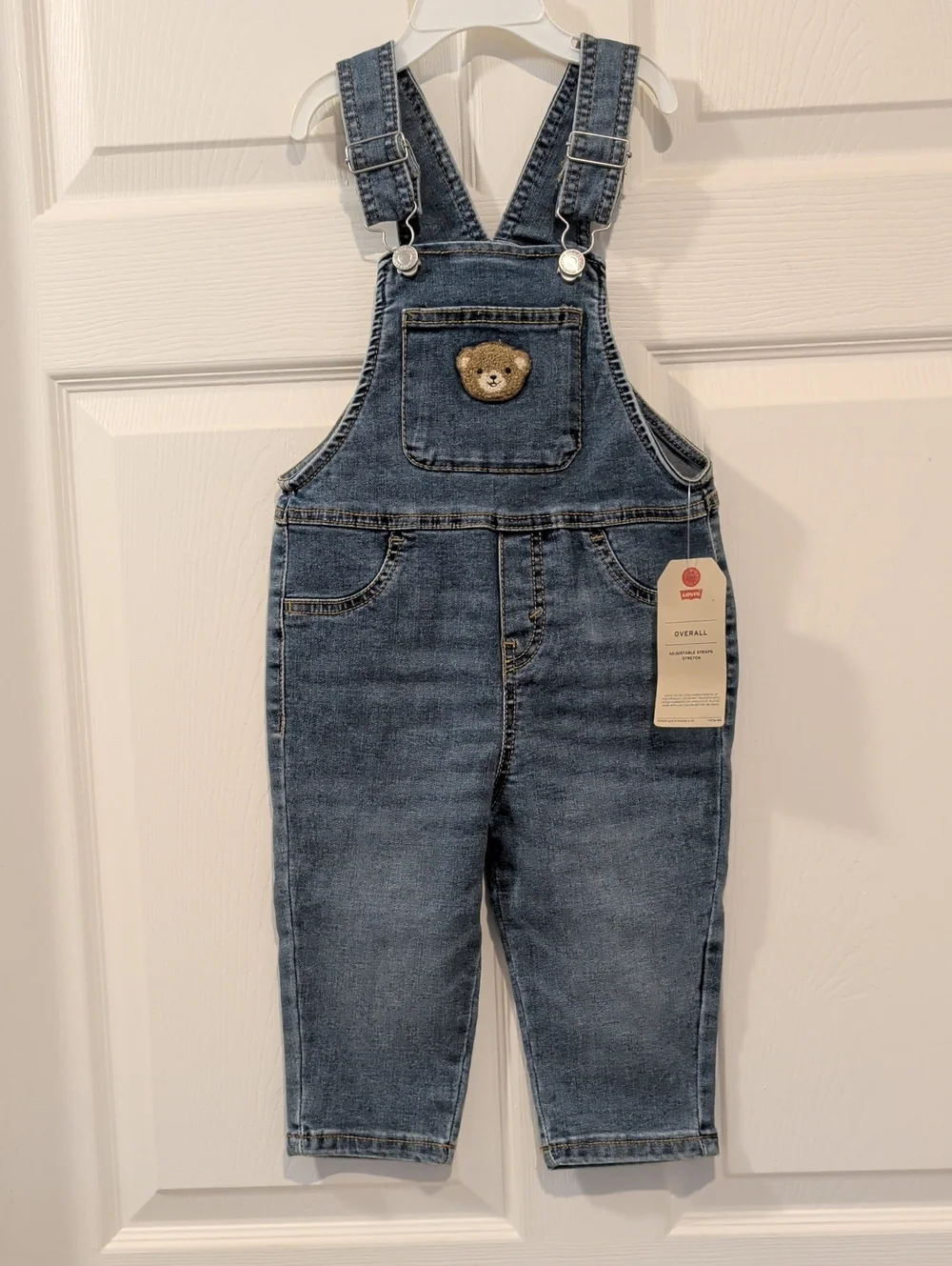Levis Kids Denim Overalls with Bear Patch & Pendleton Centennial Stuffed Bear
